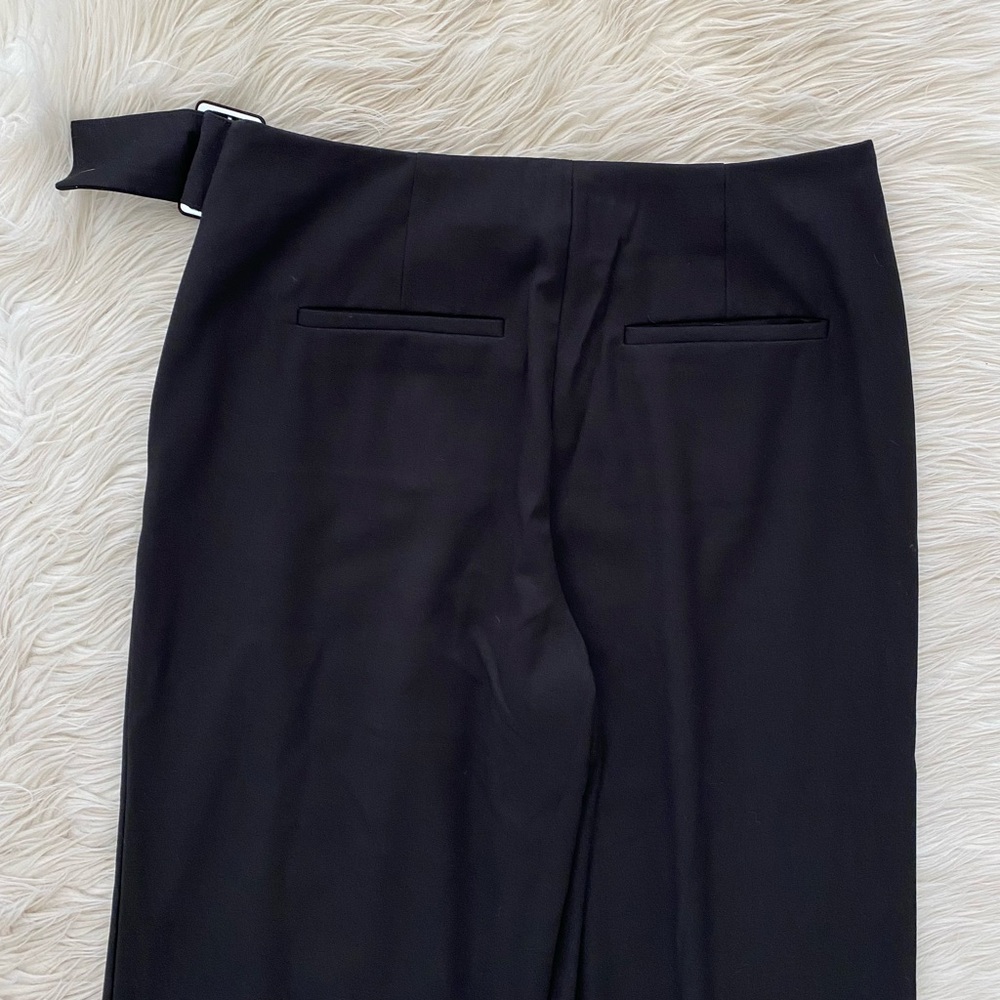 Marcella Black Straight Wide Leg Asymmetrical Waist Panel Jordan Pants Trousers - Picture 11 of 14